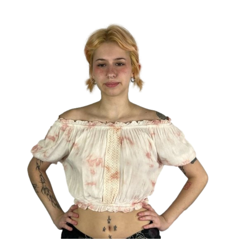 NWT Kiwi & Punch Pink Tie  Dye Peasant Girl Short Sleeve Top